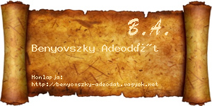 Benyovszky Adeodát névjegykártya
